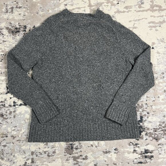 Banana Republic Cardigan Womens XL Gray Lambs Wool Button Tweed Knit Preppy - Picture 7 of 10